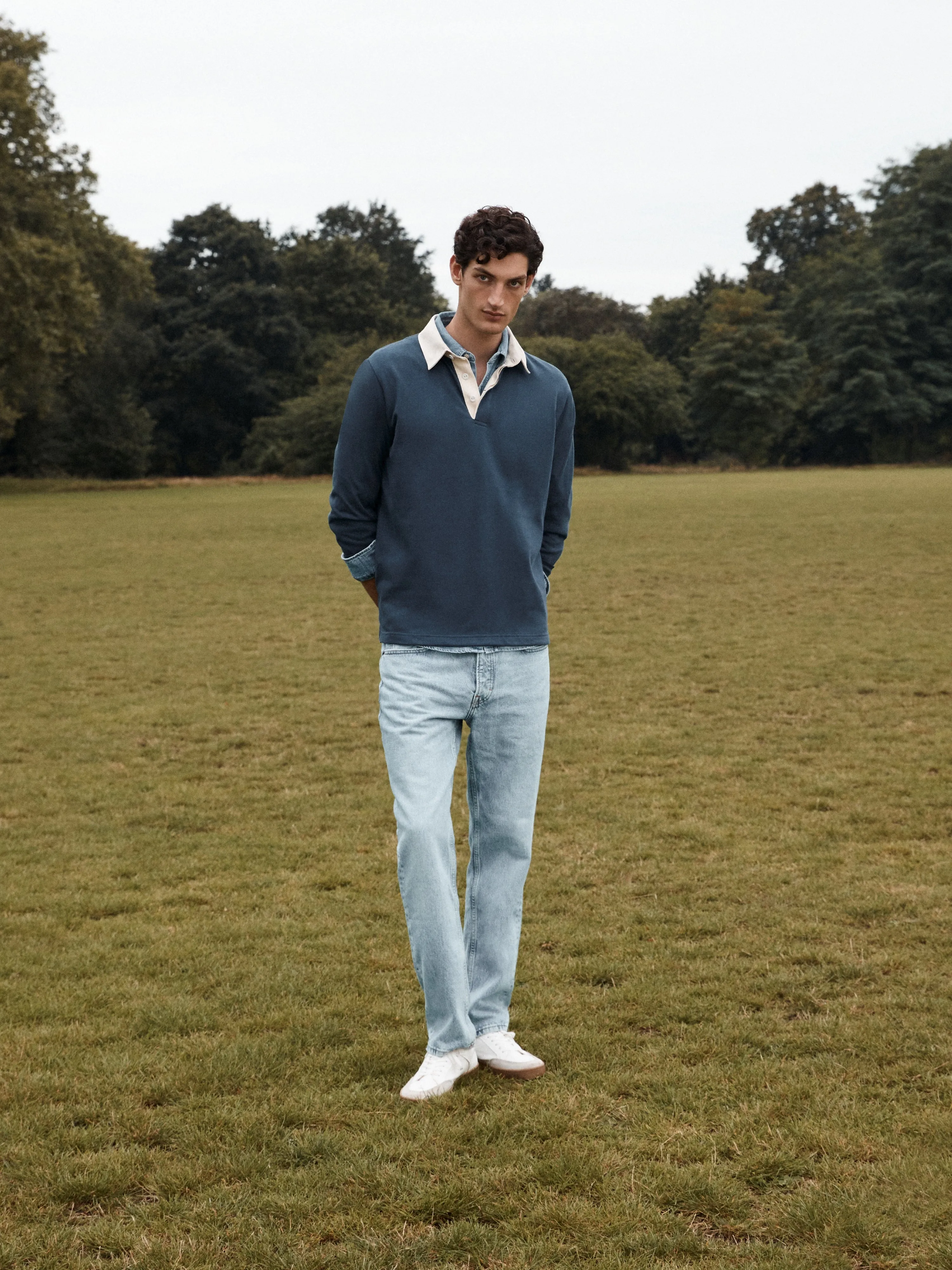 Cotton Rugby Shirt in Navy Blue sold by T.M.Lewin product image thumbnail 3