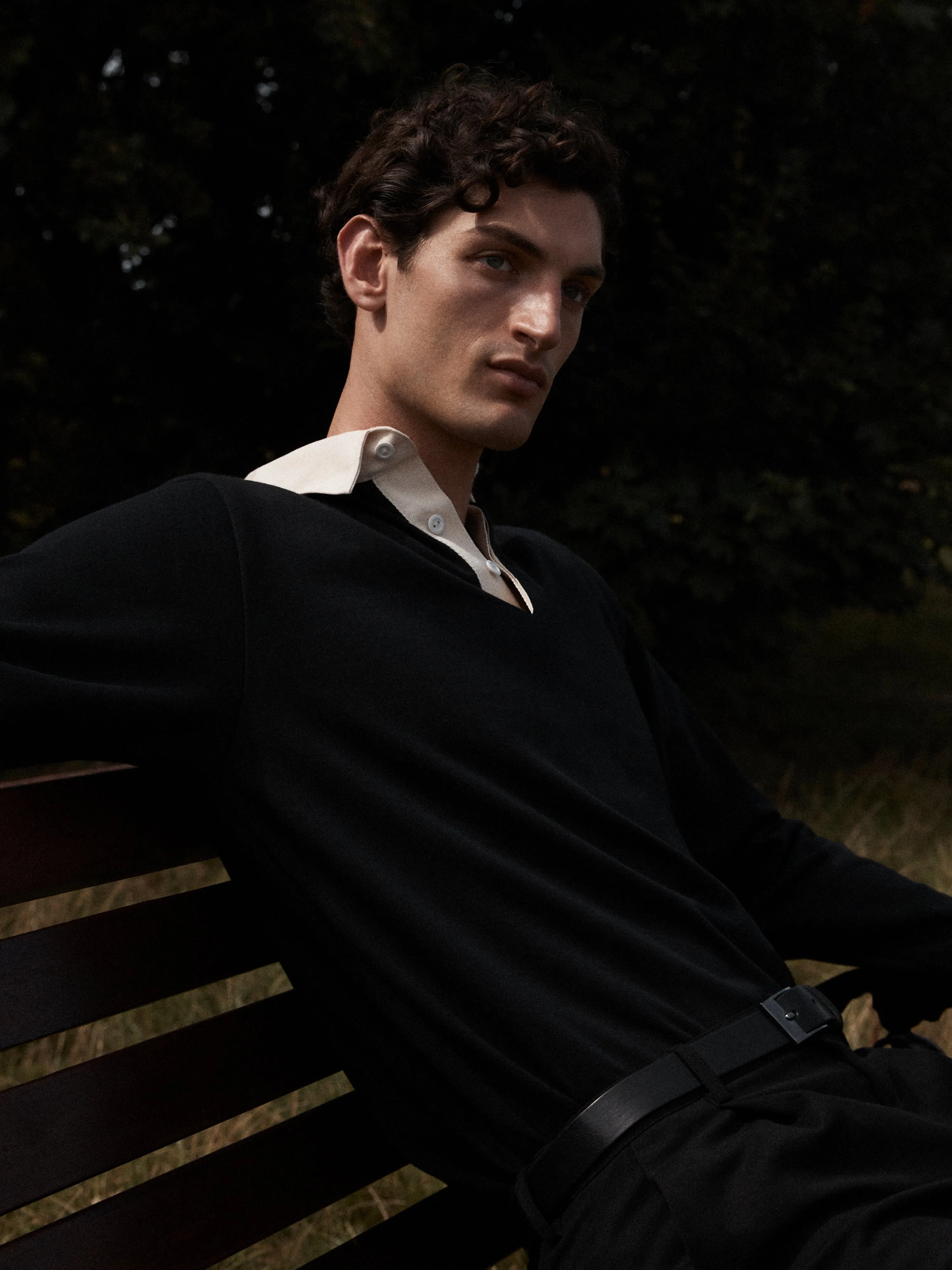 Cotton Rugby Shirt in Black sold by T.M.Lewin product image thumbnail 4
