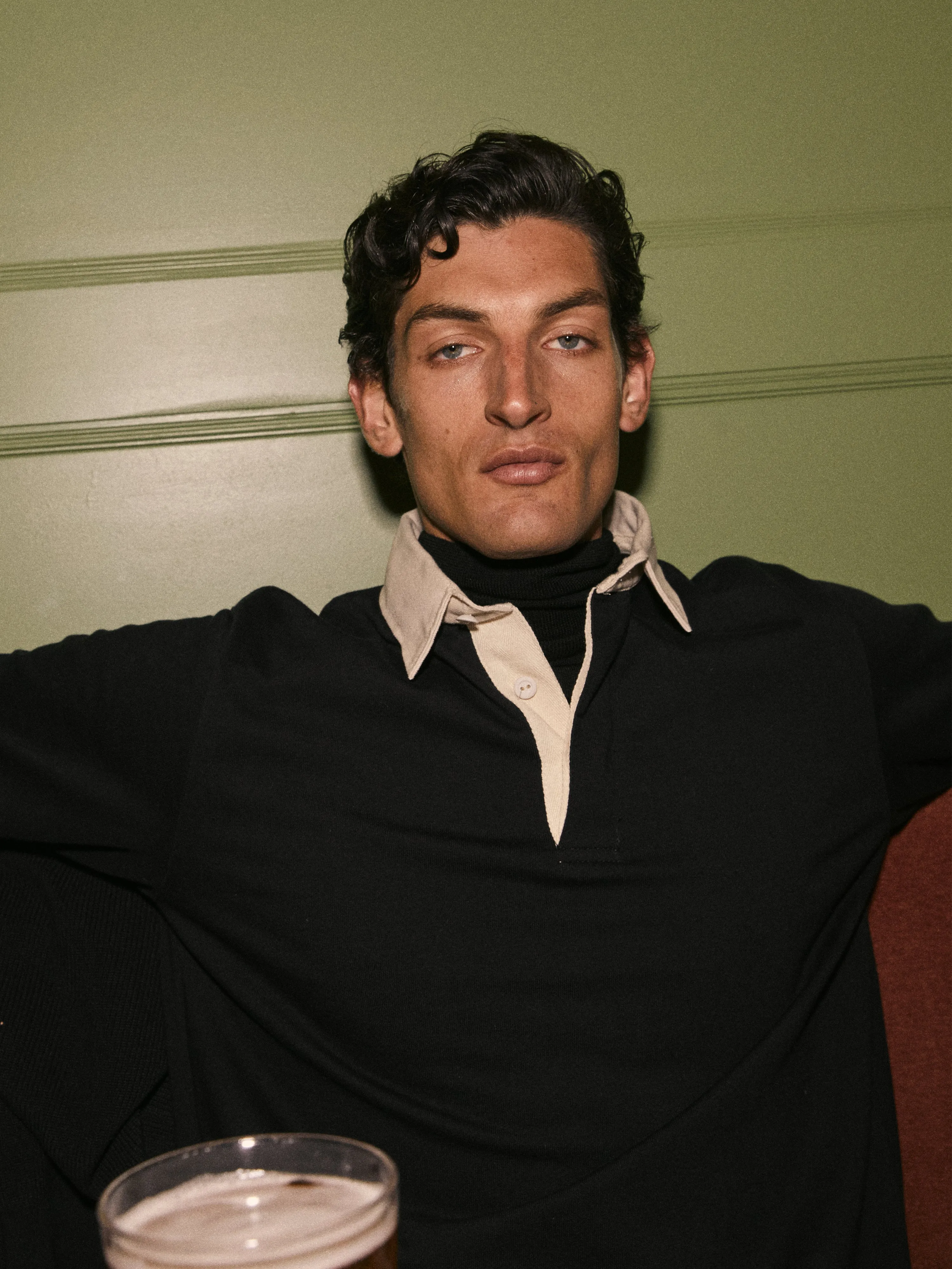 Cotton Rugby Shirt in Black sold by T.M.Lewin