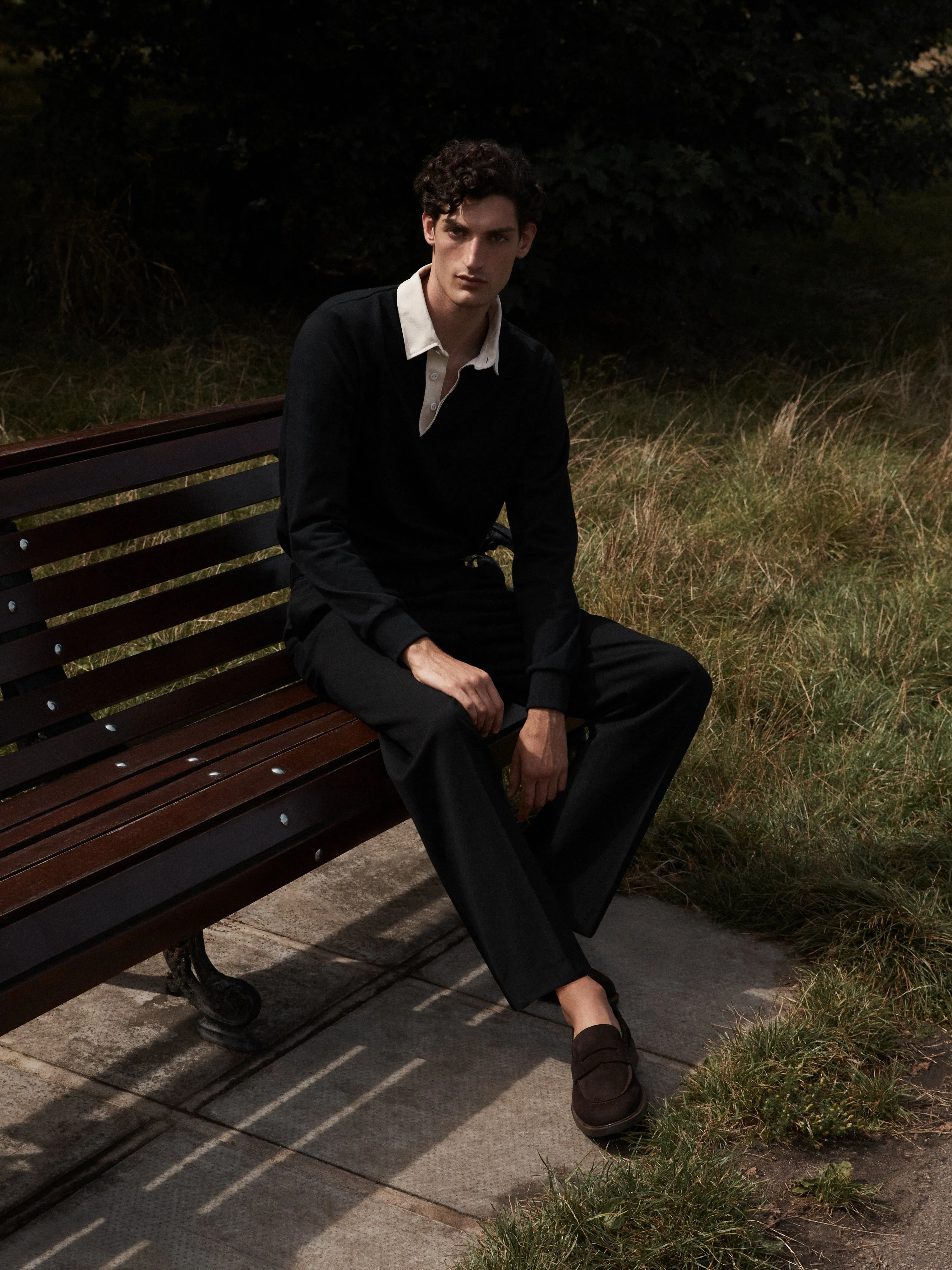 Cotton Rugby Shirt in Black sold by T.M.Lewin product image thumbnail 2