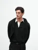 Cotton Rugby Shirt in Black sold by T.M.Lewin