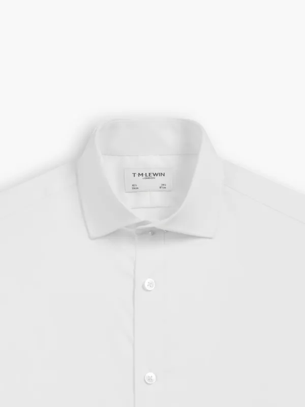 White Fine Twill Fitted Double Cuff Classic Collar Shirt sold by T.M.Lewin