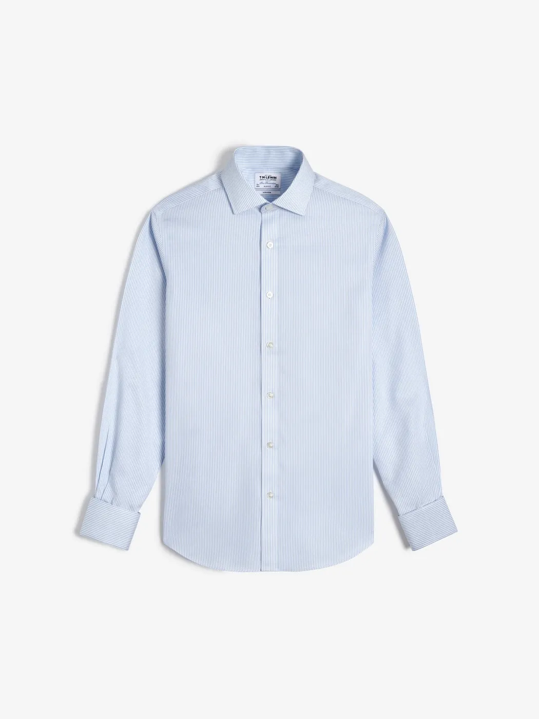 Non-Iron Blue Bengal Stripe Twill Fitted Double Cuff Classic Collar Shirt sold by T.M.Lewin product image thumbnail 2