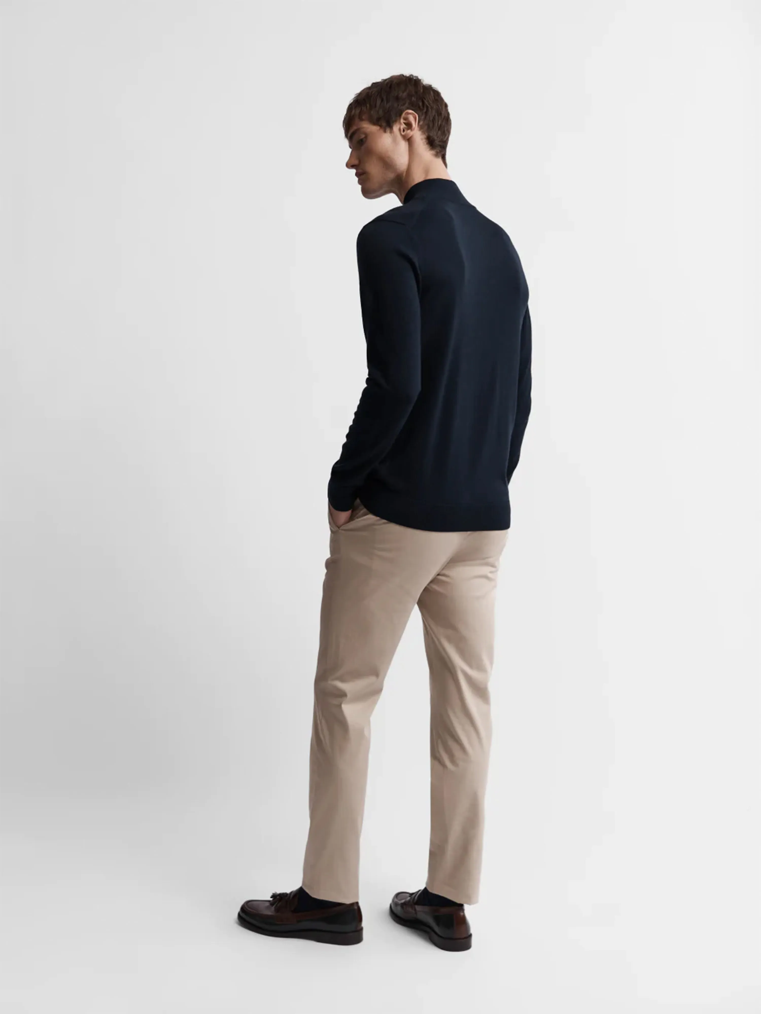 Merino Quarter-Zip Jumper - Navy sold by T.M.Lewin product image thumbnail 3