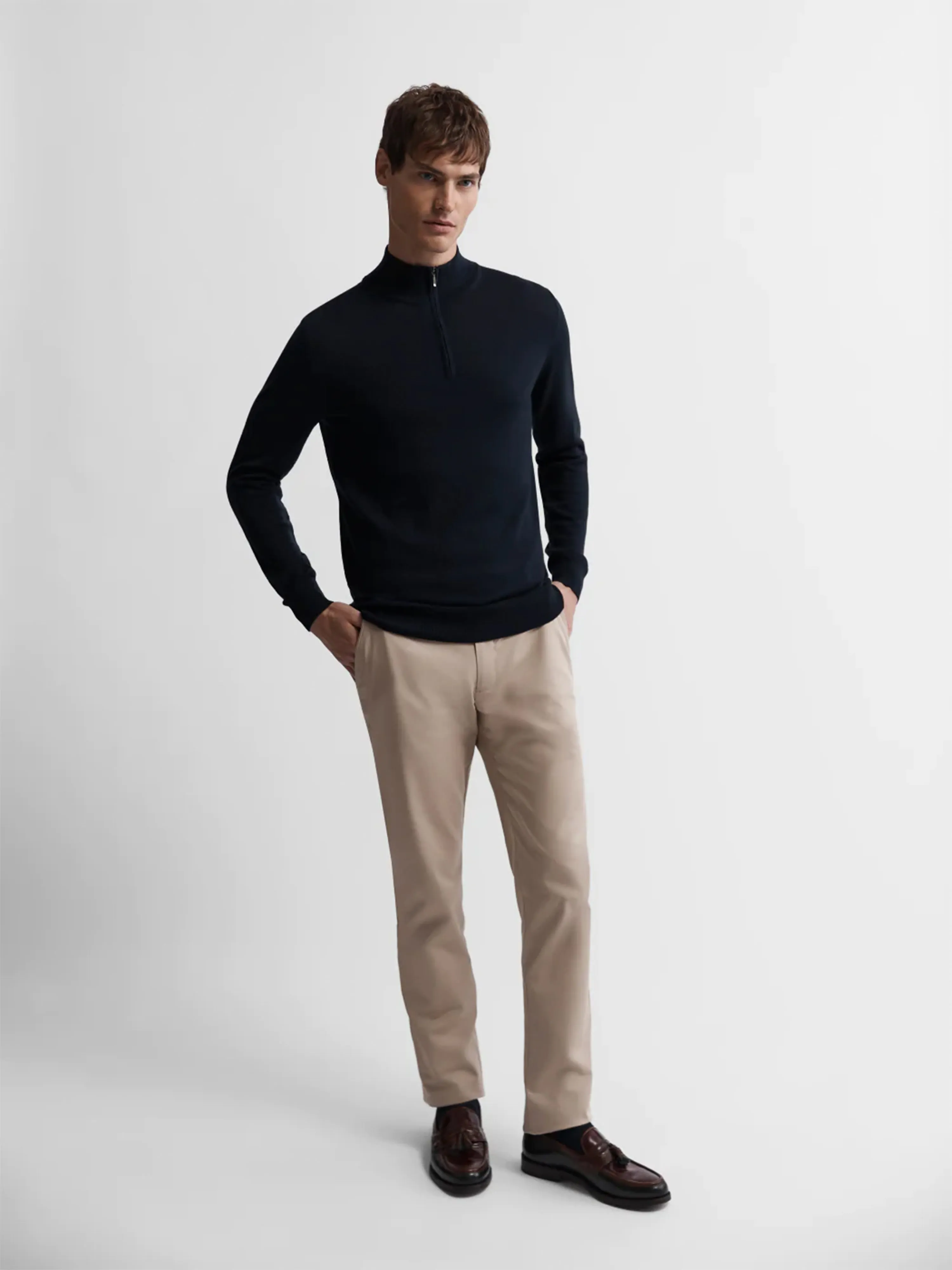 Merino Quarter-Zip Jumper - Navy sold by T.M.Lewin