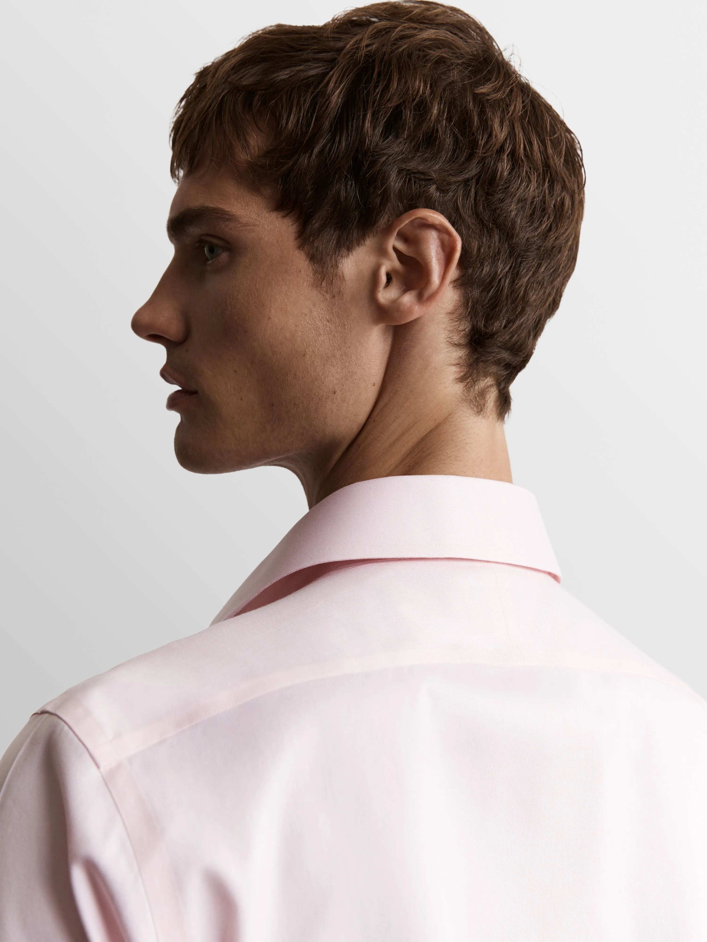 Non-Iron Pink Twill Regular Fit Double Cuff Classic Collar Shirt sold by T.M.Lewin product image thumbnail 3