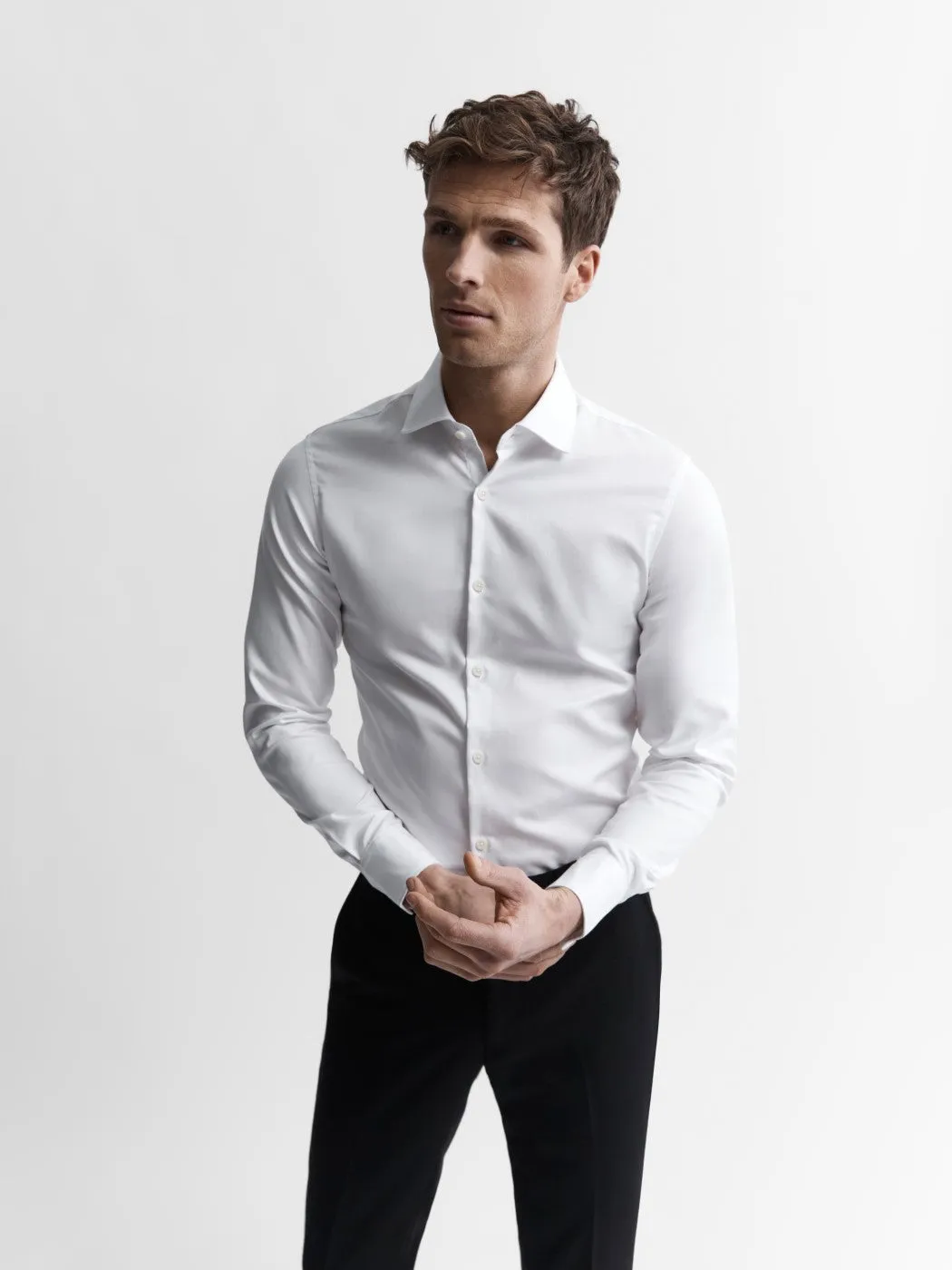 Non-Iron White Twill Slim Fit Single Cuff Classic Collar Shirt sold by T.M.Lewin product image thumbnail 3