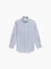 Non-Iron Navy Blue Candy Stripe Oxford Fitted Single Cuff Cutaway Collar Shirt sold by T.M.Lewin