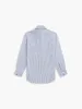 Non-Iron Navy Blue Candy Stripe Oxford Fitted Single Cuff Cutaway Collar Shirt sold by T.M.Lewin