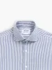 Non-Iron Navy Blue Candy Stripe Oxford Fitted Single Cuff Cutaway Collar Shirt sold by T.M.Lewin