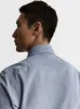 Non-Iron Navy Blue Mini Gingham Poplin Fitted Single Cuff Classic Collar Shirt sold by T.M.Lewin