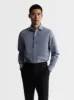 Non-Iron Navy Blue Mini Gingham Poplin Fitted Single Cuff Classic Collar Shirt sold by T.M.Lewin
