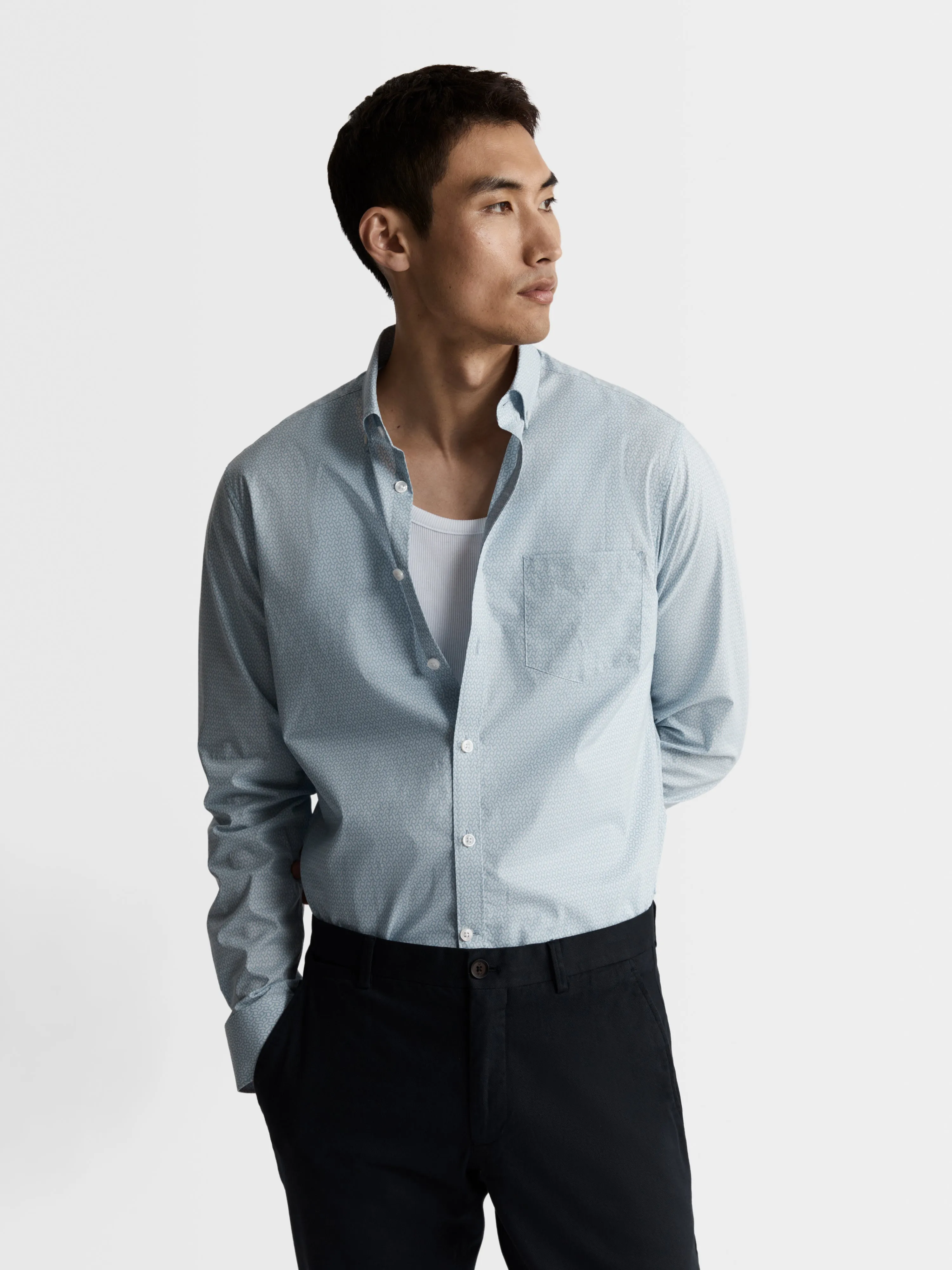 The Printed Poplin Slim Fit Shirt sold by T.M.Lewin