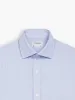Non-Iron Light Blue Chalk Stripe Twill Slim Fit Single Cuff Classic Collar Shirt sold by T.M.Lewin