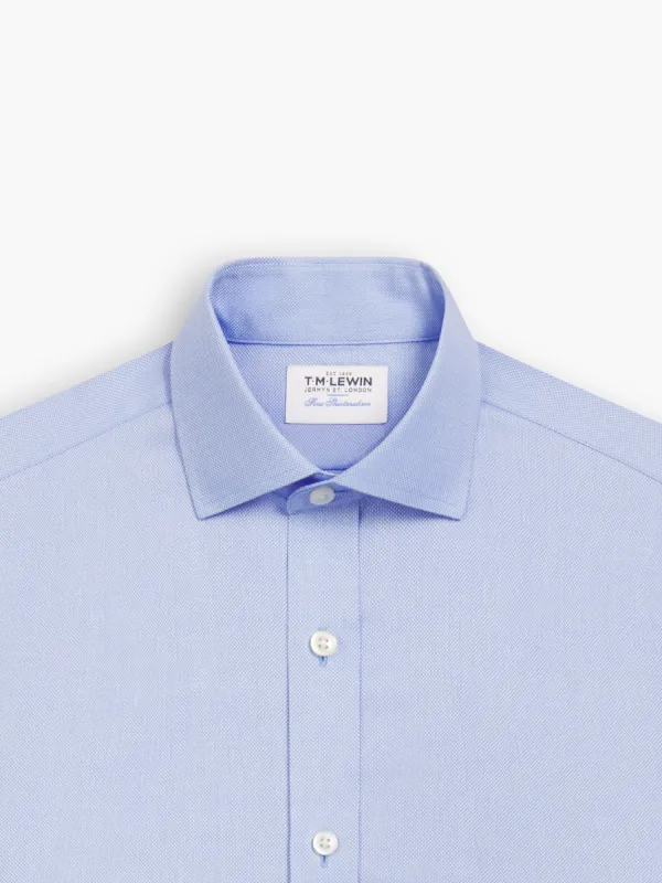 Non-Iron Blue Plain Royal Oxford Slim Fit Single Cuff Classic Collar Shirt sold by T.M.Lewin