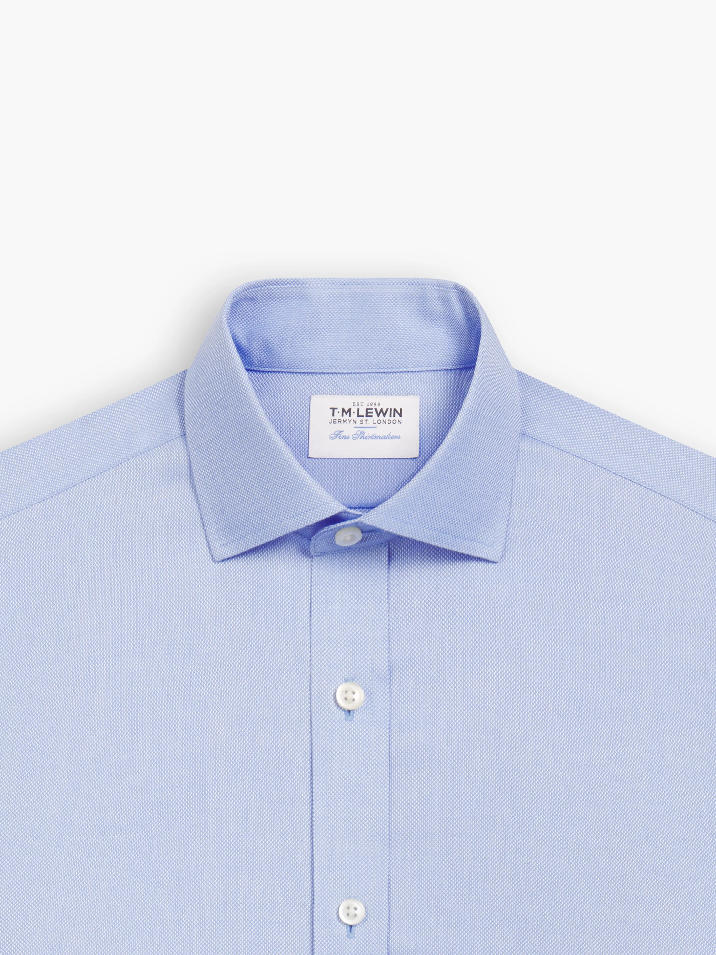 Non-Iron Blue Plain Royal Oxford Slim Fit Single Cuff Classic Collar Shirt sold by T.M.Lewin