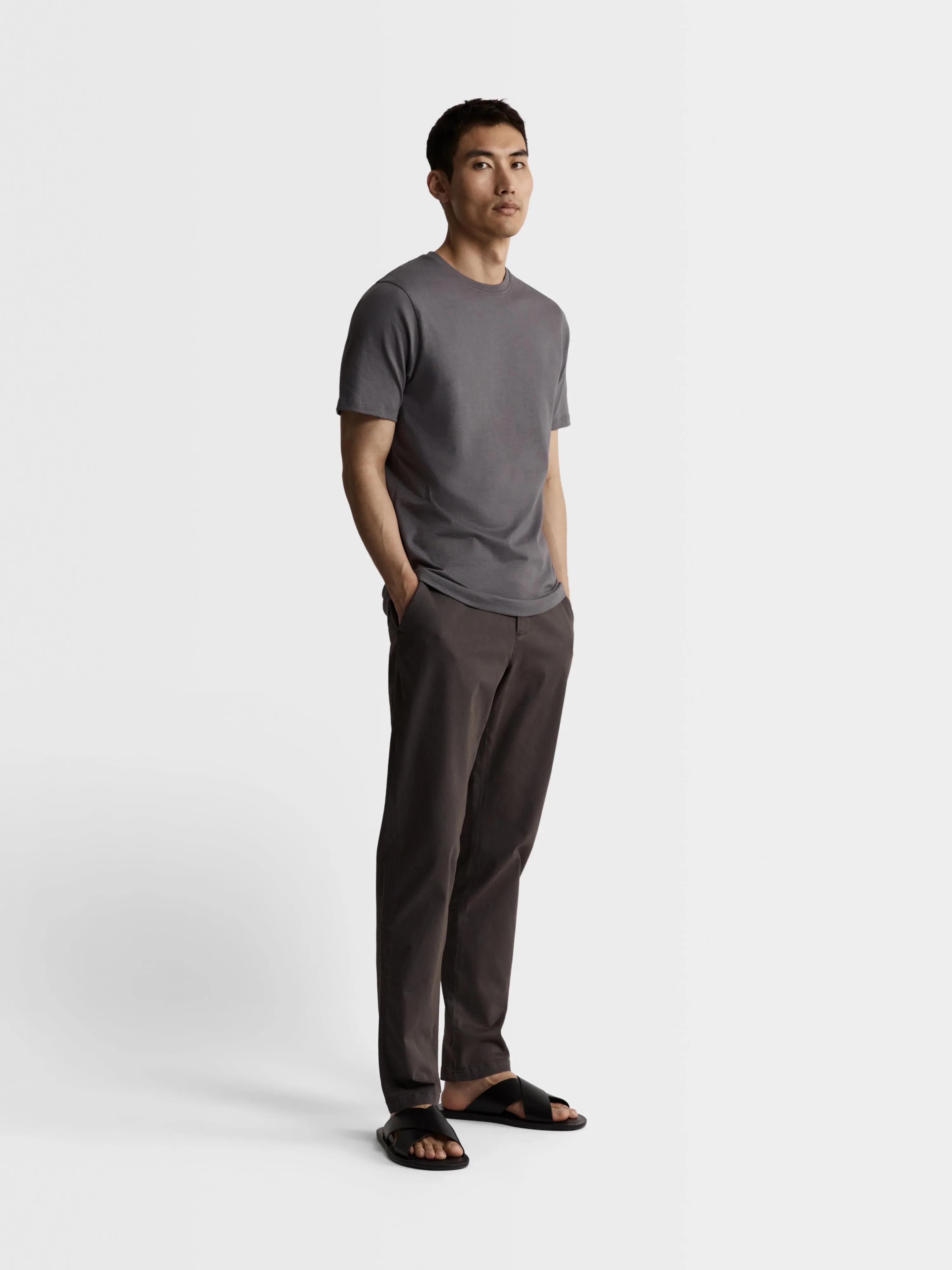 Grey Organic Cotton Crew Neck T-Shirt sold by T.M.Lewin product image thumbnail 3