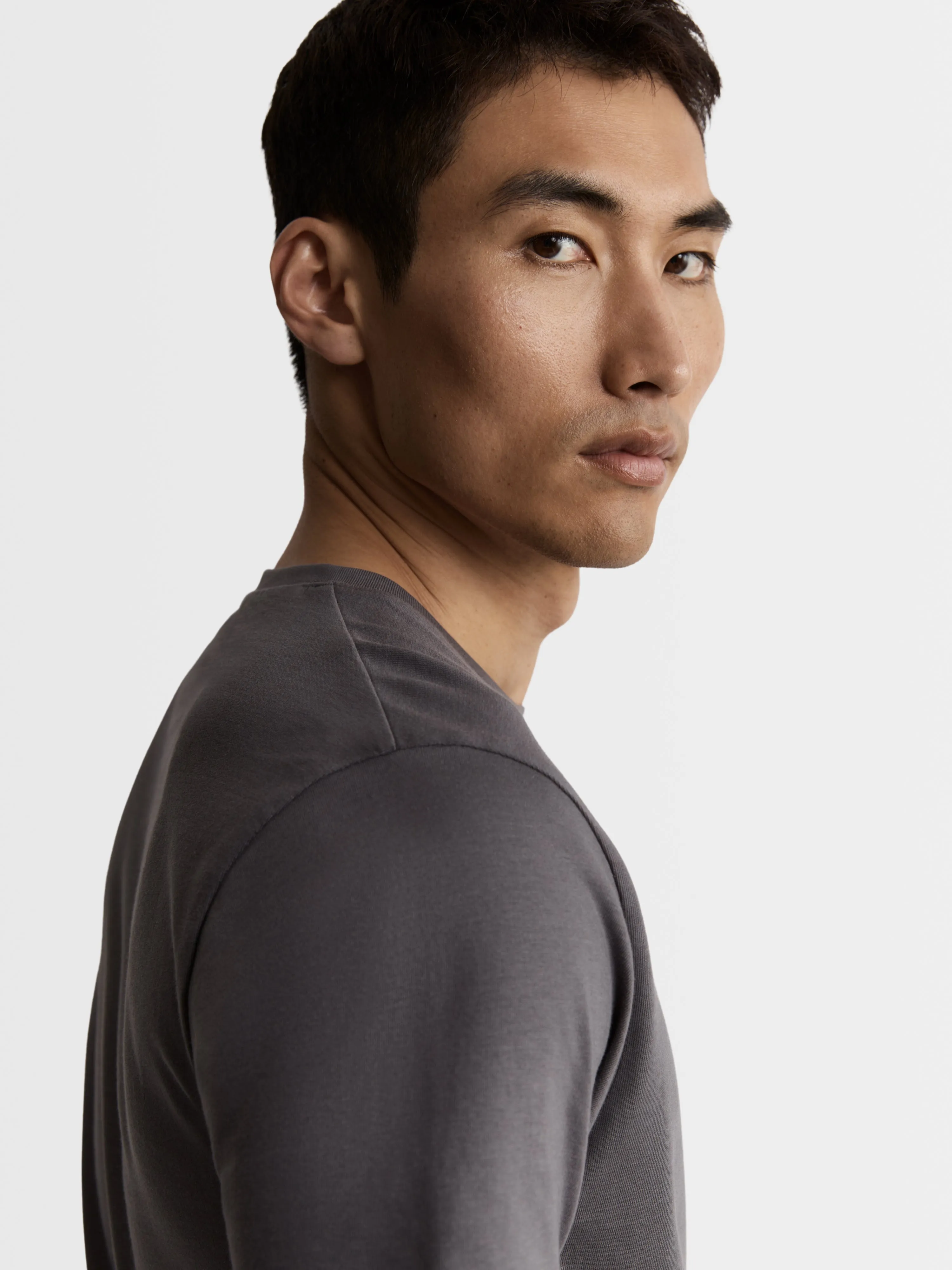 Grey Organic Cotton Crew Neck T-Shirt sold by T.M.Lewin product image thumbnail 5