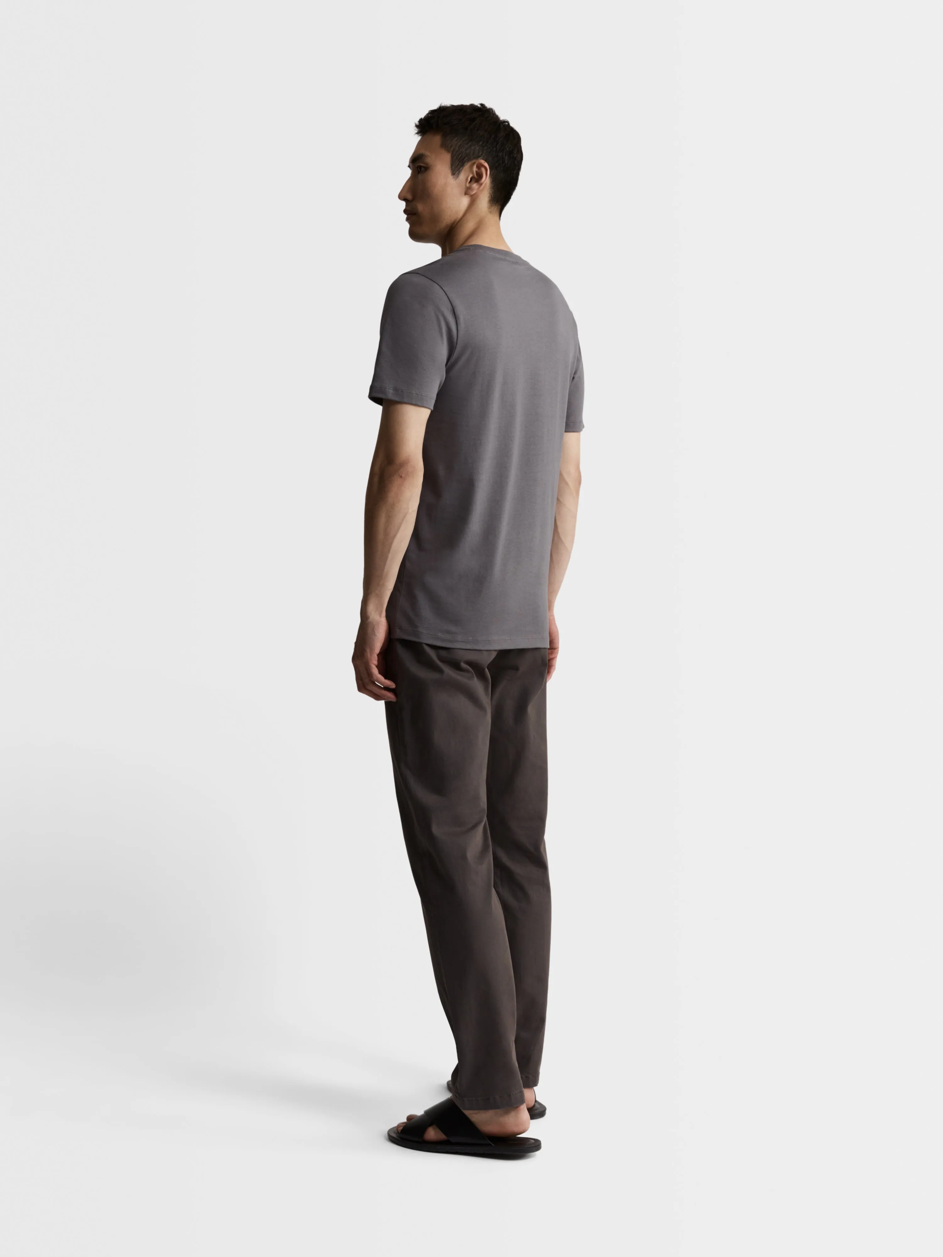 Grey Organic Cotton Crew Neck T-Shirt sold by T.M.Lewin product image thumbnail 4