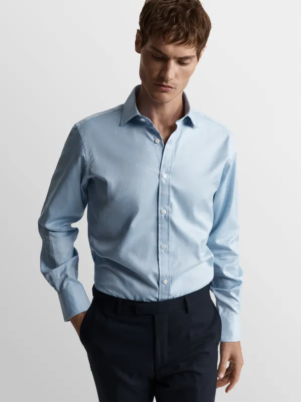 Blue Bold Twill Slim Fit Single Cuff Classic Collar Shirt sold by T.M.Lewin