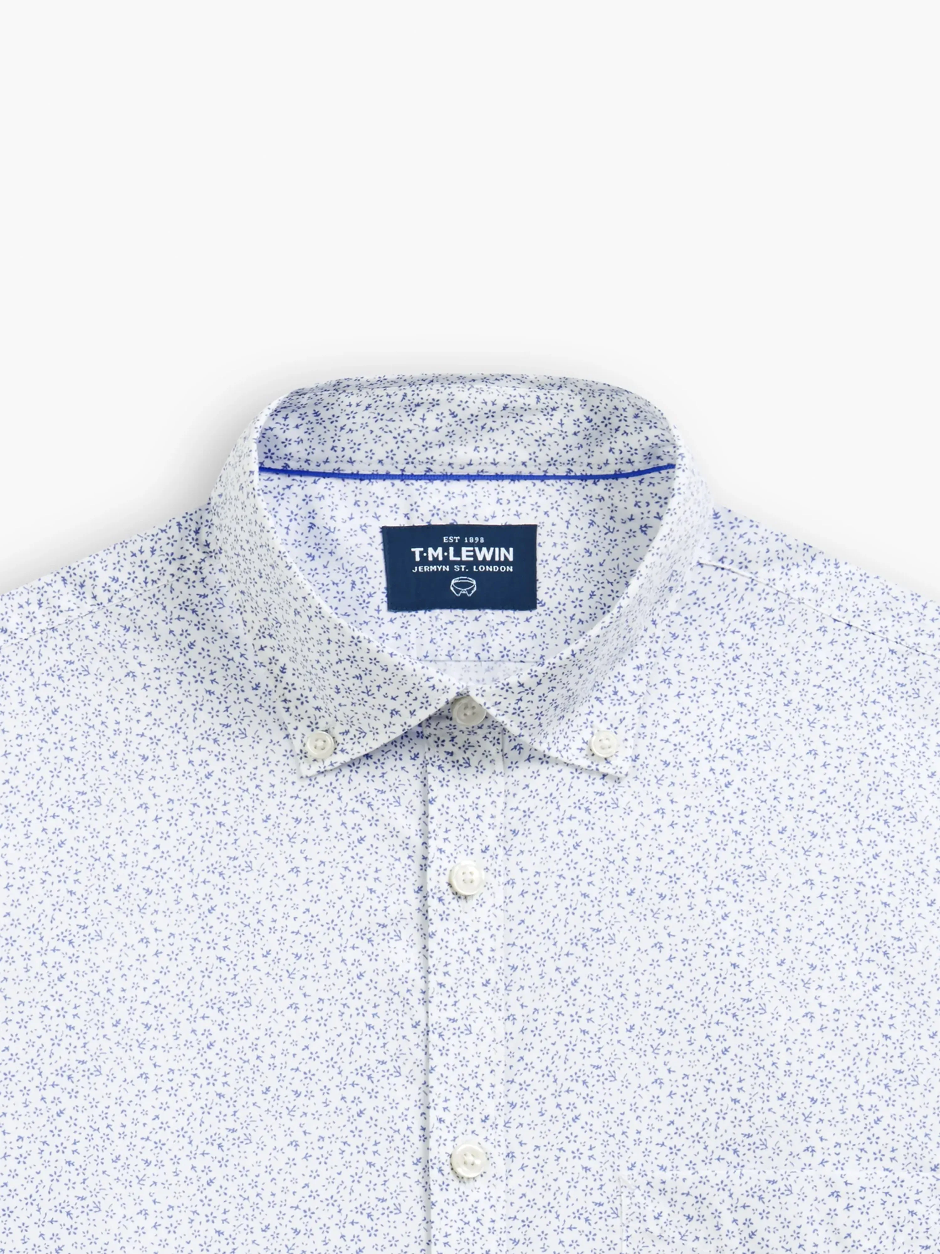 Slim Fit White and Blue Ditsy Floral Print Shirt sold by T.M.Lewin product image thumbnail 2