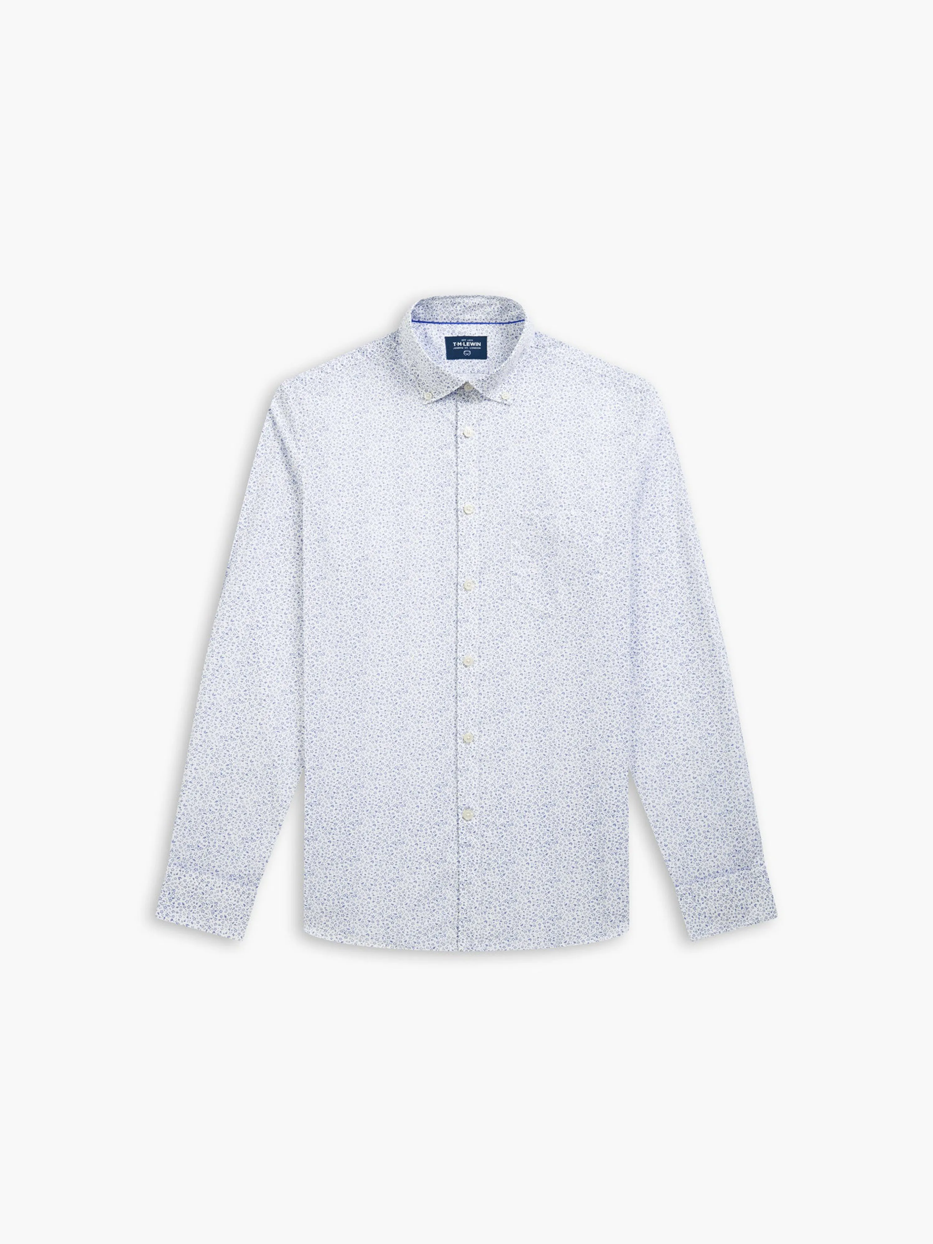 Slim Fit White and Blue Ditsy Floral Print Shirt sold by T.M.Lewin