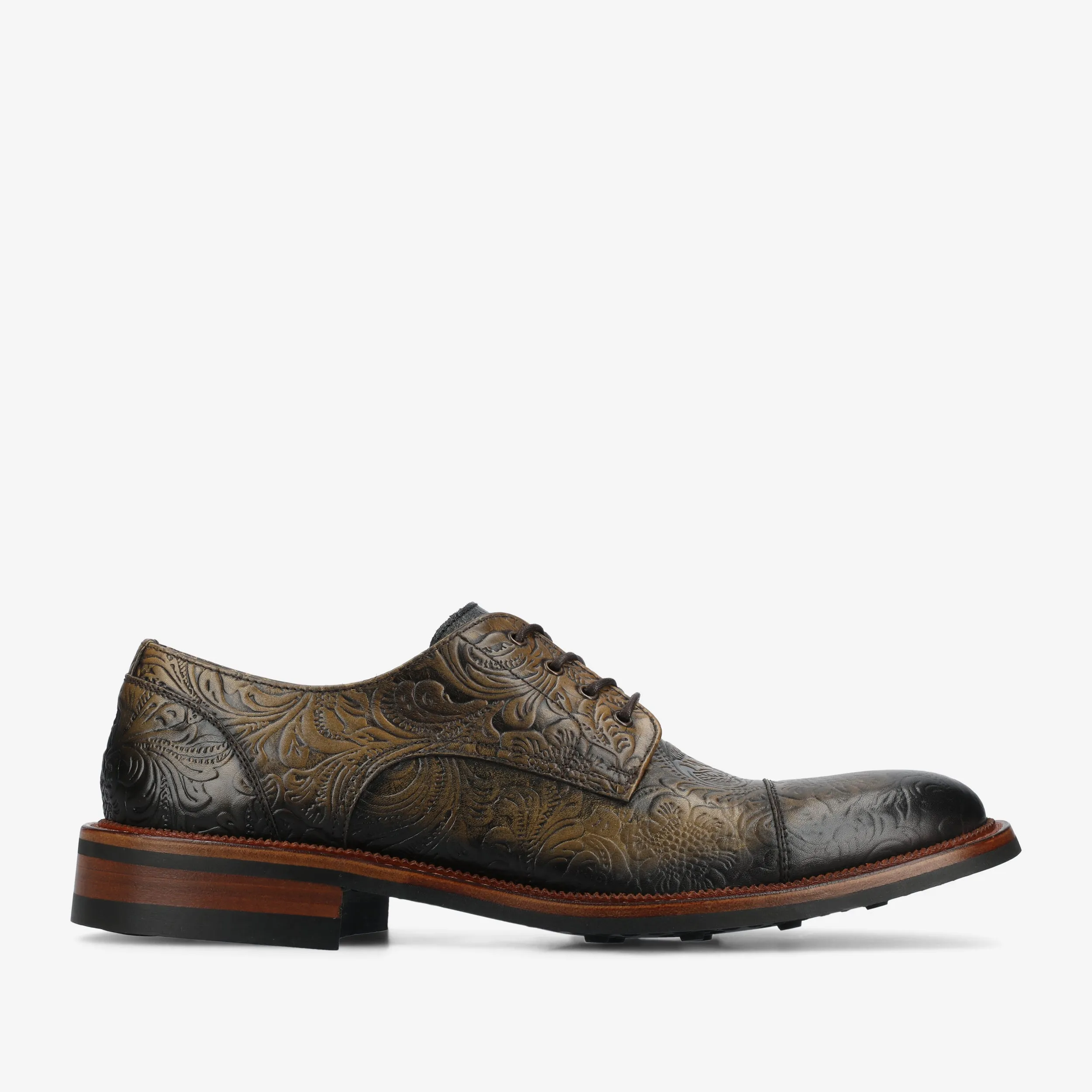 The Rome Shoe in Oro Viejo sold by Taft