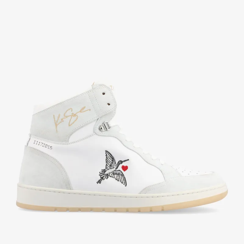 The Rapido High-top Sneaker in White Crane sold by Taft