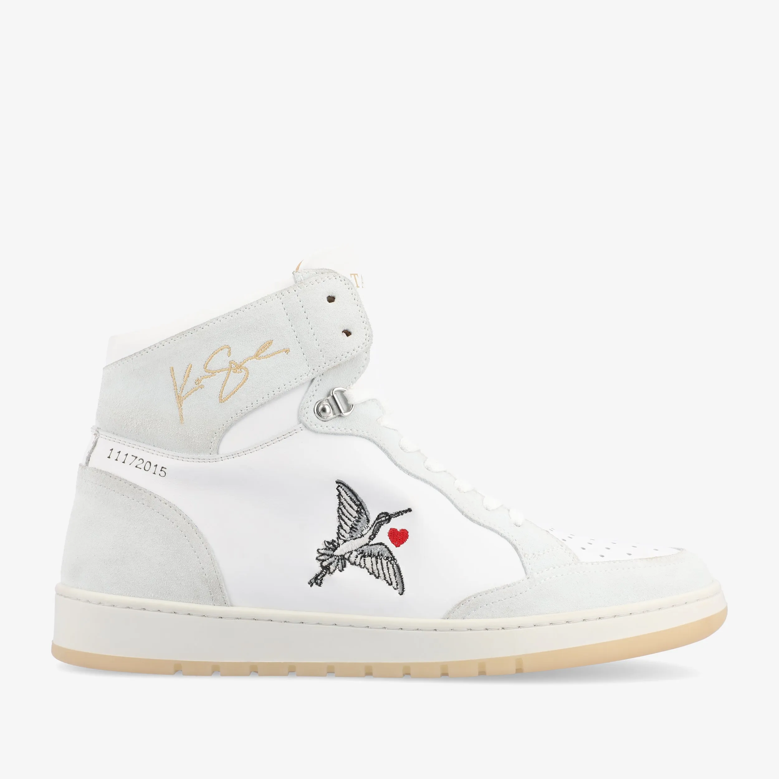 The Rapido High-top Sneaker in White Crane sold by Taft