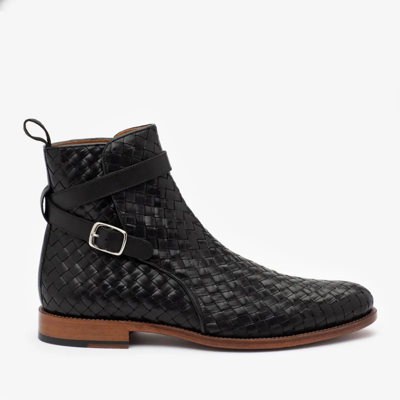 The Dylan Jodhpur Boot in Black Woven (Last Chance, Final Sale) made by Taft