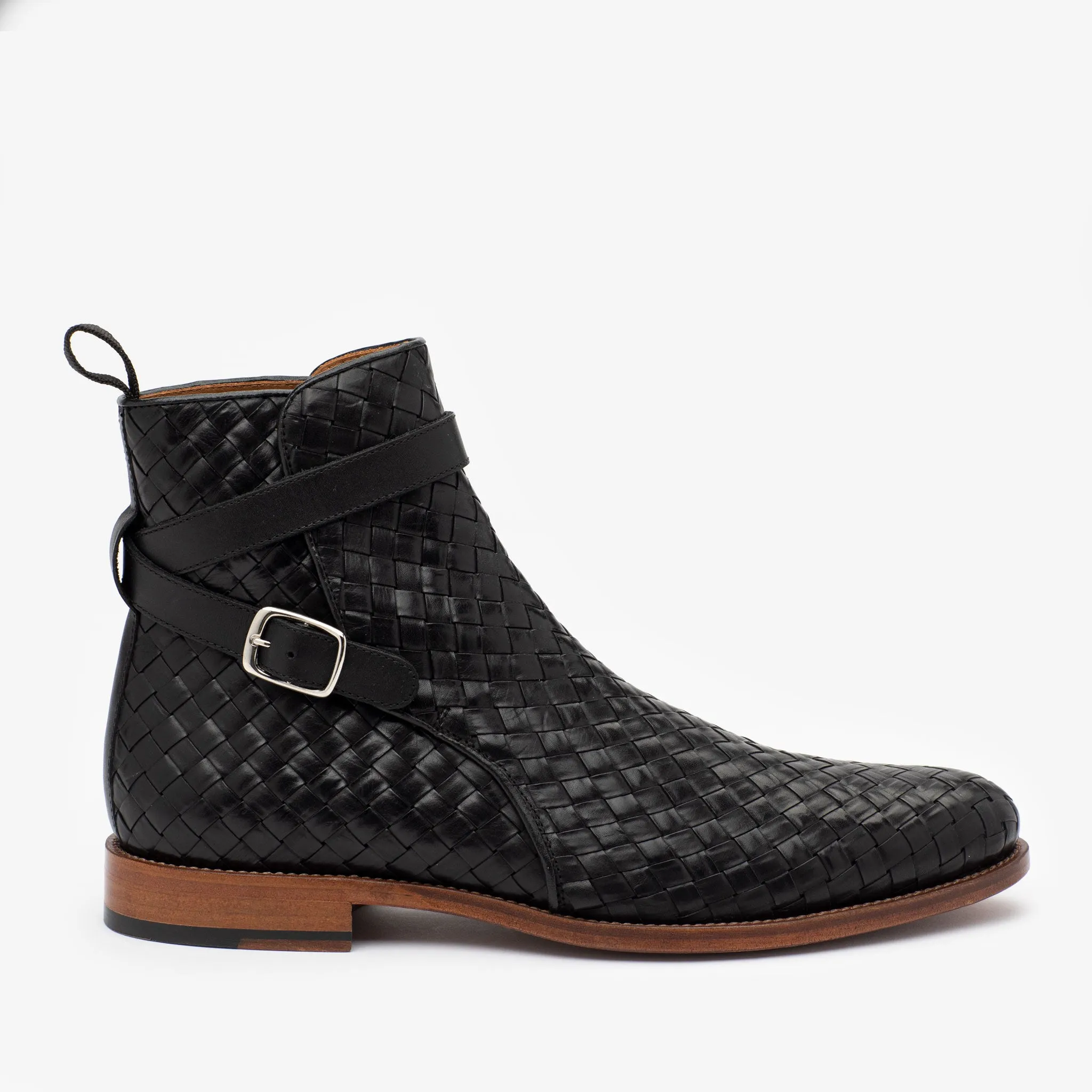 The Dylan Jodhpur Boot in Black Woven sold by Taft