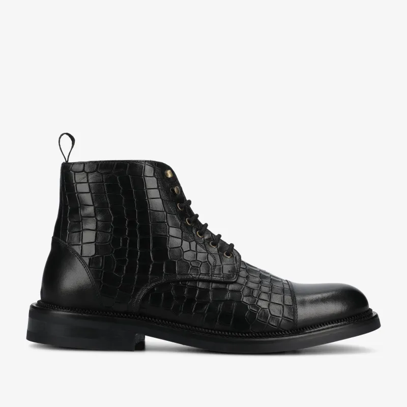 The Rome Boot in Black Croco made by Taft