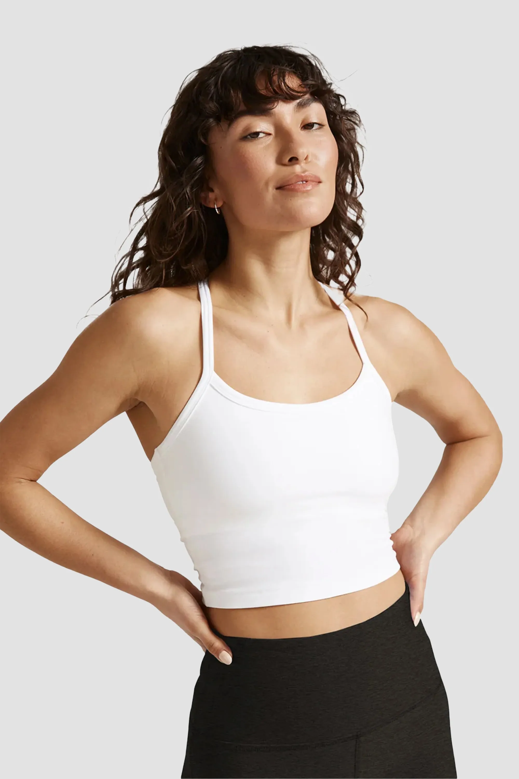 Beyond Yoga Spacedye Slim Racerback Cropped Tank in Cloud White sold by Tag