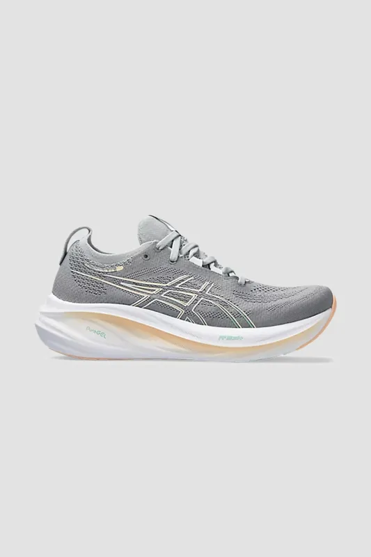 ASICS Women's Gel-Nimbus 26 Sneaker in Sheet Rock/Pale Mint made by Asics