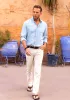 Work Shirt - Indigo Cotton Linen Chambray sold by Tailor Vintage