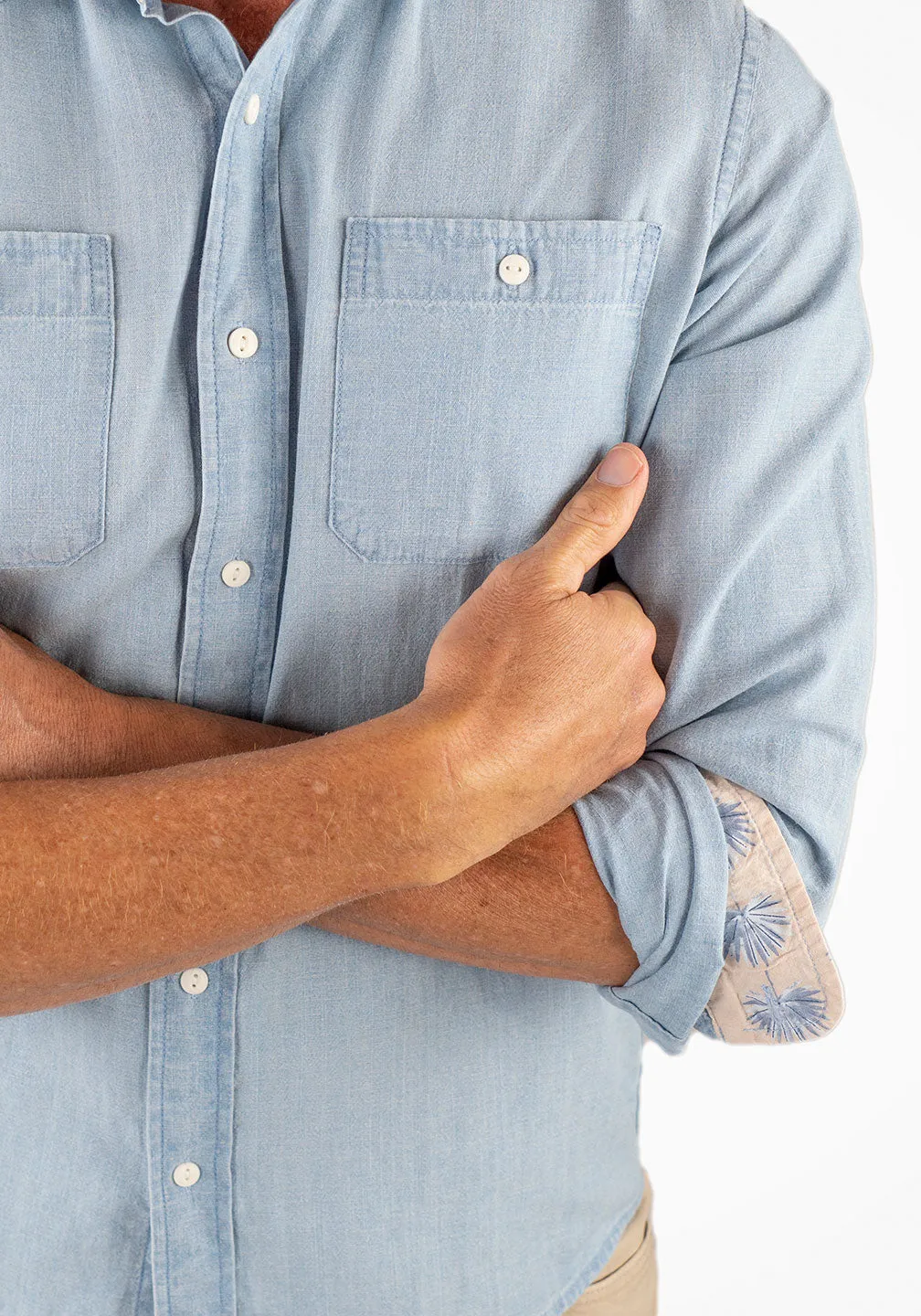 Work Shirt - Indigo Cotton Linen Chambray sold by Tailor Vintage product image thumbnail 5