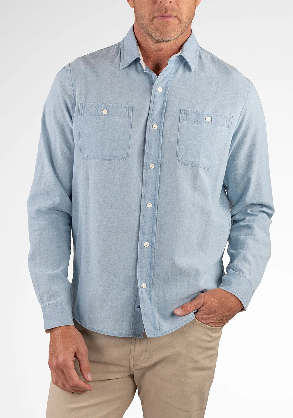 Work Shirt - Indigo Cotton Linen Chambray sold by Tailor Vintage product image thumbnail 4