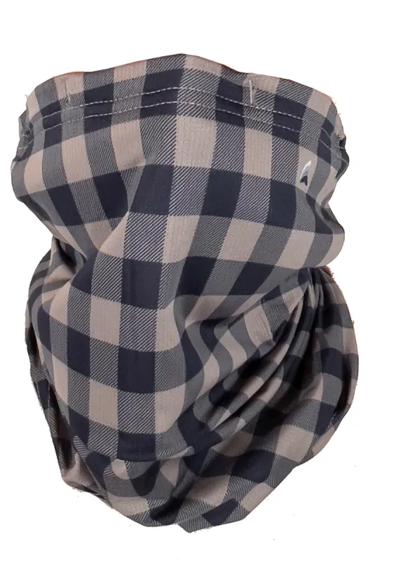 Puretec cool® Antimicrobial Neck Gaiter with Nanofiber Filter in Gray Flannel/Navy Buffalo sold by Tailor Vintage