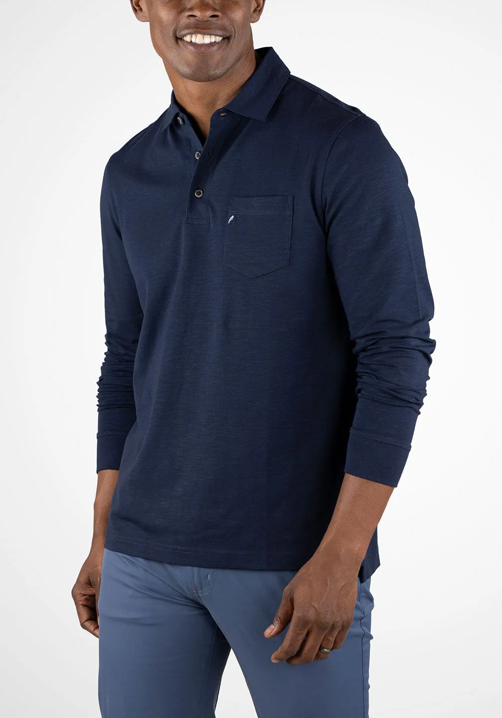 Long Sleeve Polo - Stretch Slub Jersey sold by Tailor Vintage