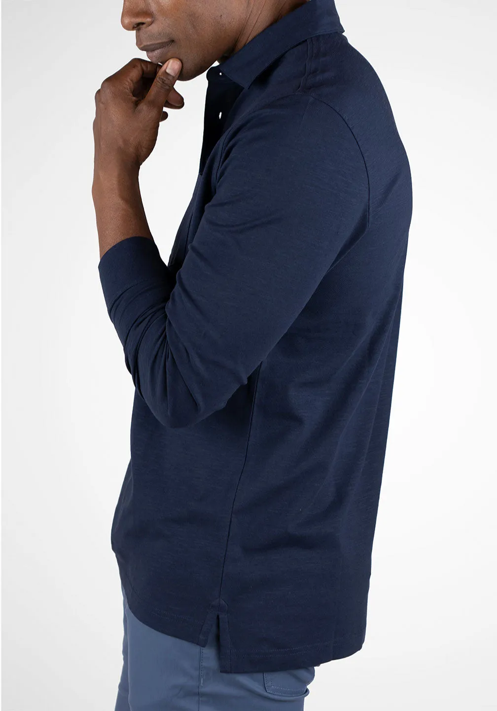 Long Sleeve Polo - Stretch Slub Jersey sold by Tailor Vintage product image thumbnail 3