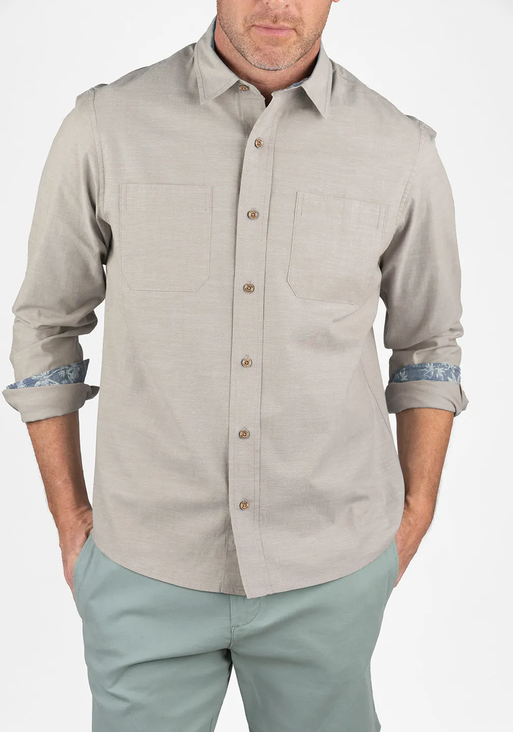 Work Shirt - Stretch Chambray with Airotec® Performance sold by Tailor Vintage