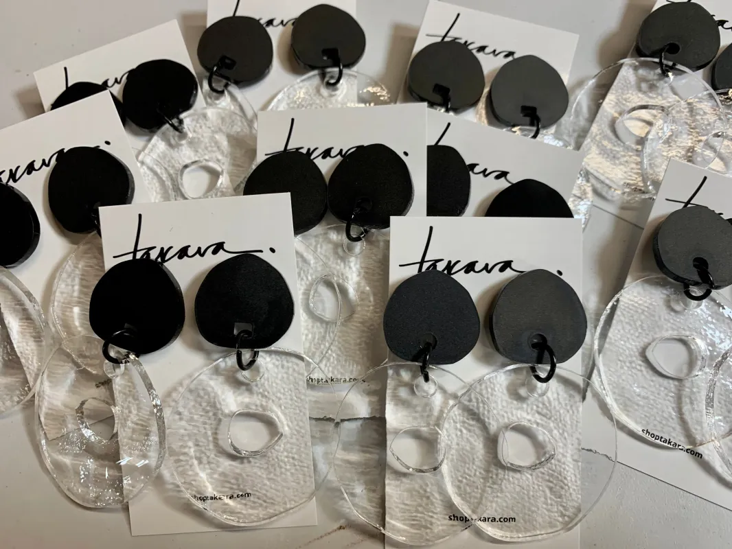 Clear Textured Dangle Earrings sold by Takara