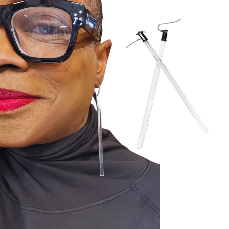 Clear Danglers Earrings sold by Takara