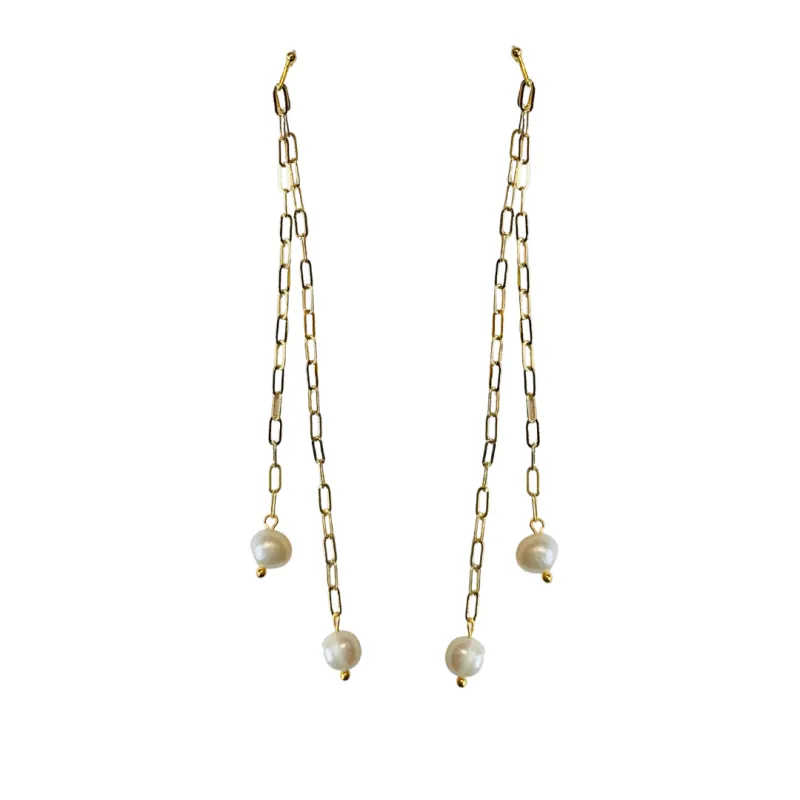 Golden Pearls Earrings made by Takara