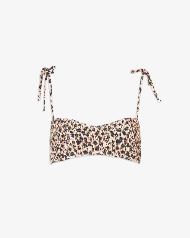 Valencia Smocked Bikini Top sold by Tanya Taylor