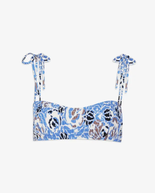 Valencia Smocked Bikini Top sold by Tanya Taylor