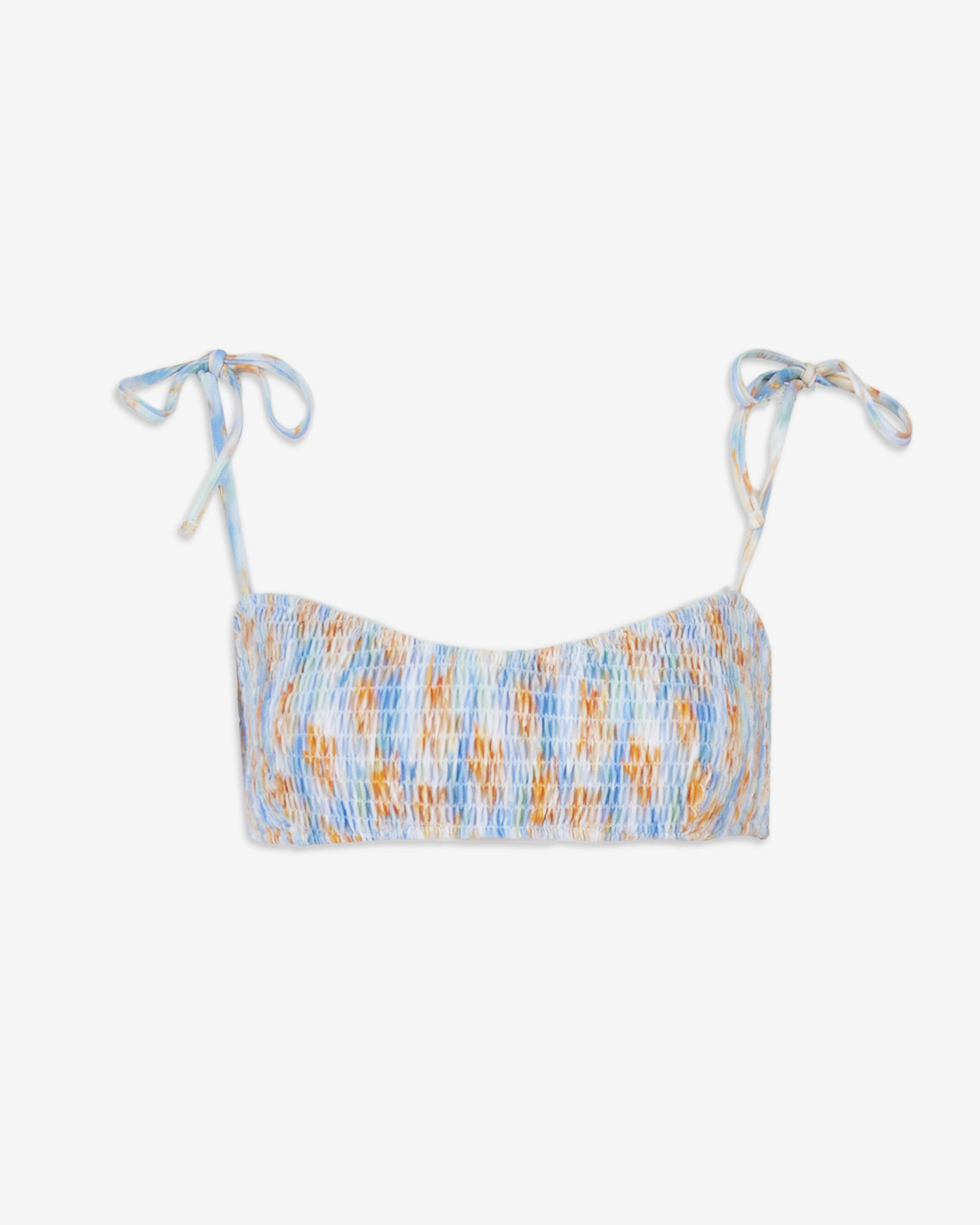 Valencia Smocked Bikini Top sold by Tanya Taylor