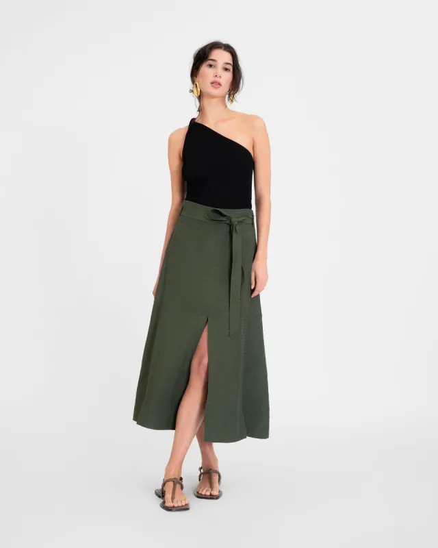 Linen Hudson Skirt sold by Tanya Taylor