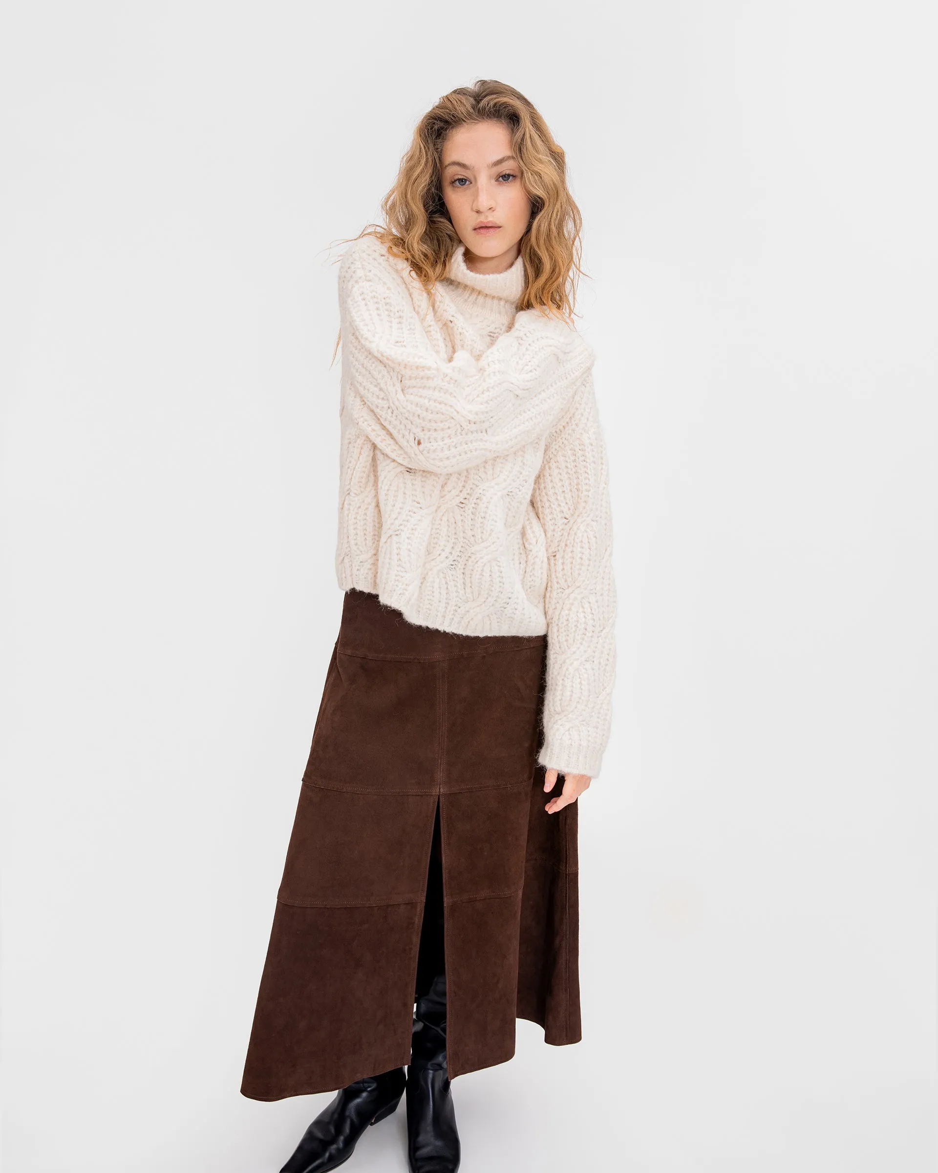 Suede Hudson Skirt sold by Tanya Taylor