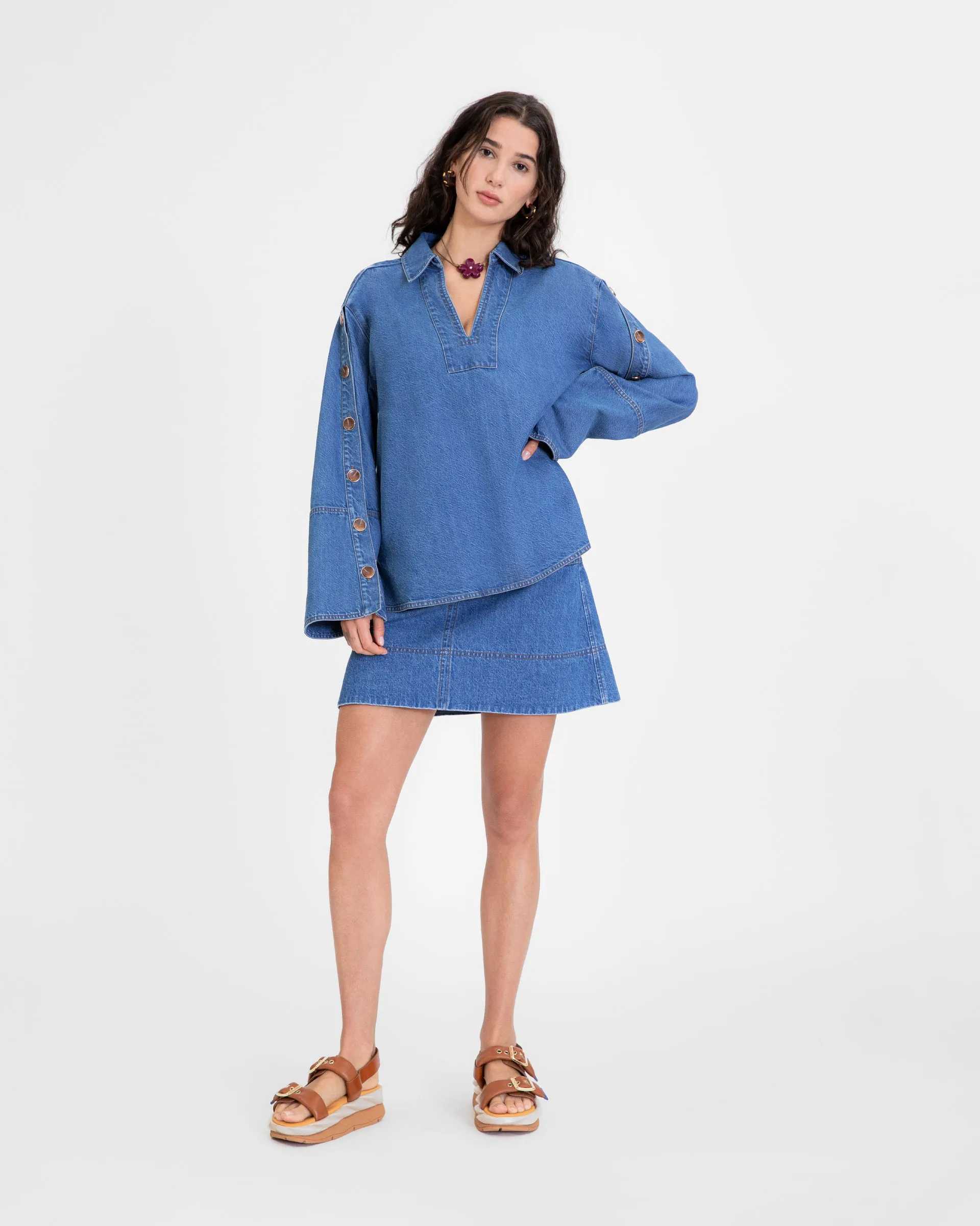 Lally Denim Top sold by Tanya Taylor product image thumbnail 2